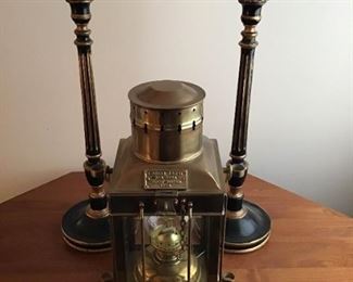 Candle Holders With 4 Ball Topper And 15in Cargo Light Oil Lamp