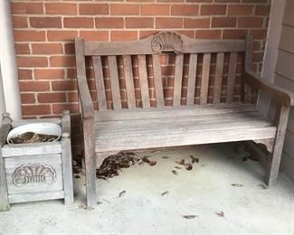 Outdoor Wood Bench And Planter