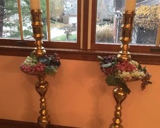 Pair Hollow Brass Candlestick Holders