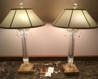 Pair Lead Crystal Lamps