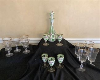 Bohemian Glass and Fostoria Richmond Gold