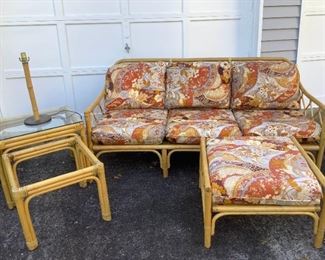 Floral Rattan Sofa