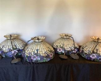 Four Stained Glass Hanging Lamps