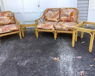 Rattan Loveseat and Chair