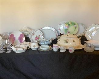 White Plate Pink Flowers