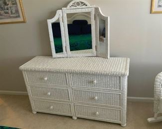 Wicker Dresser with Mirror