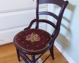 vintage side chair needlepoint seat
