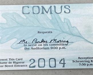 https://www.ebay.com/itm/125105194691	Comus 2004 Committee Man Admit Card New Orleans Mardi Gras Krewe Favor Z7351		Auction	 Starts 01/28/2022 After 6 PM 
