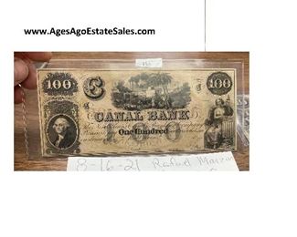 https://www.agesagoestatesales.com/product/lrm8306-100-dollar-canal-bank-new-orleans-bank-note/121	LRM8306 - 100 Dollar Canal Bank New Orleans Bank Note			 $120.00 
