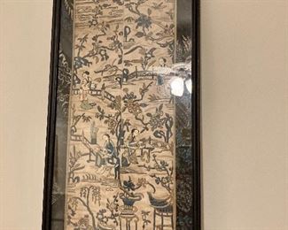 “Forbidden stitch” framed pieces of antique Chinese robes