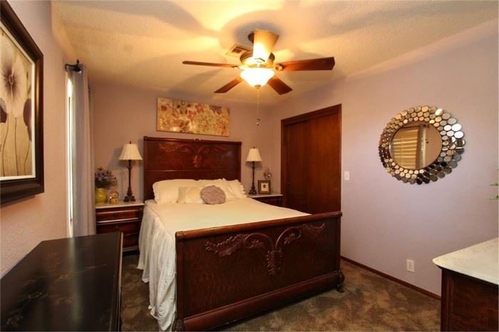 antique burl wood bed