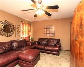 leather sofa , matching loveseat and ottoman
