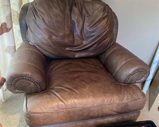well worn in and ready for comfort!  leather club chair as found $80