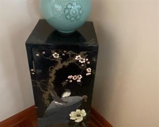 Coramandel cabinet 14"sq. x 36"h.  Displays and also stores!  $260 interior view next photo 