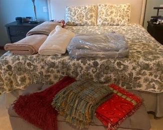 King bedding and blankets for sale during in person shopping Friday and Saturday.  Headboard and mattress set king sized details added Monday