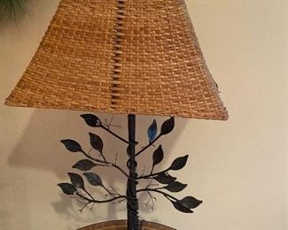 Iron based table lamp with rattan shade 32"h. $90