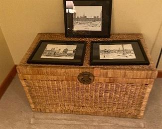 Wicker trunk as found - some wicker not perfect but in mostly great shape.  36"w x. 20"d x 20.5"h.  $40