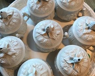 set of Italian lidded pot de creme dishes for sale in person Friday and Saturday