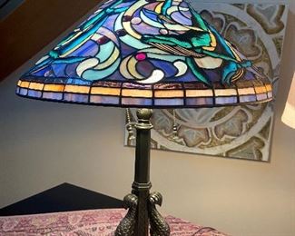  Tiffany style iron base lamp 20"diameter x 28" $190