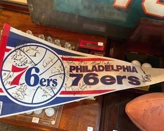 Philadelphia 76ers signed pennant includes Charles Barkley. $240