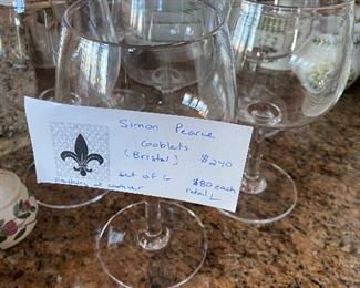 Set of 6 Simon Pearce Bristol wine goblets.  $240