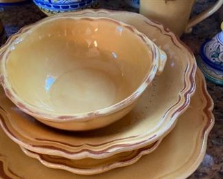 Waverly "Tuscany" stoneware set of 12 five-piece place settings.  Replacements lists a set like this at $900, asking $450.  In like new condition.  Set includes dinner plate, salad plate, soup bowl, salad bowl and a mug
