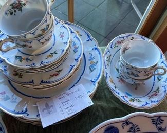 Limoges Decor Marjolaine 7 dinner, 4 B & B, 4 cups and saucers, 1 bowl and one extra saucer.  $390.  Plates sell on Replacements for $95 each
