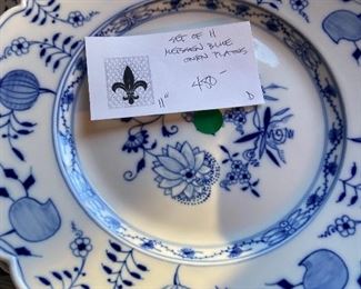 Set of 11 Blue Onion 11" plates $480 for sale in person Friday and Saturday