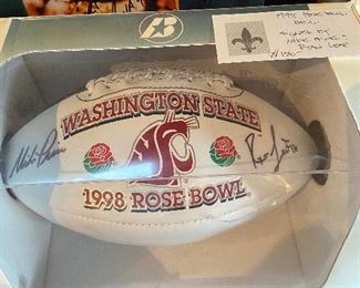 1998 Rose Bowl Ball signed by Mike Price and Ryan Leaf. $150