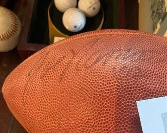 Super Bowl 2001 ball signed by Joe Namath, Jack Ham, and others.  Signatures a bit faded but Joe's is still very clear!  $300
