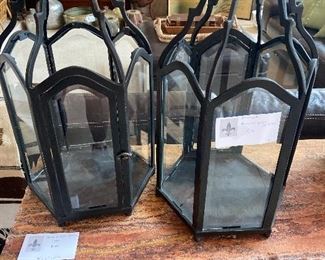 pair of Frontgate bevelled glass lanterns. $190 
