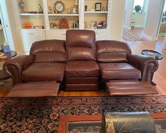 LEATHER MOTORIZED RECLINER BY LEATHER CREATIONS, WALLHUGGER, EXTENDED FOOT REST & MORE.   CRAFTED BY HAND TO LAST A LIFETIME.  NEW COST OVER $4,000