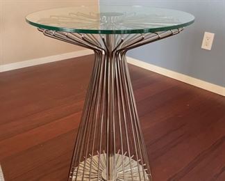 Contemporary Glass Top Accent Table 