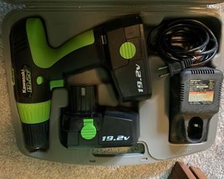 Kawasaki 19.2v Drill With Class 2 Battery Charger Power Pack Case 