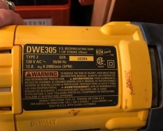 Dewalt DWE305 Reciprocating Saw, Corded, 12-Amp 