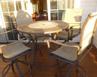 Patio set..chairs show some wear on fabric, frames and table are in great shape