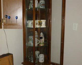 Curio cabinet & steins