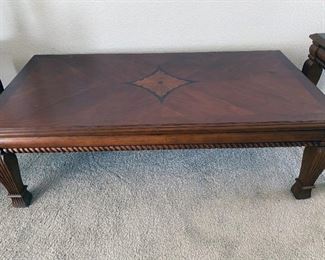 Coffee table with art deco style, shell design inlay