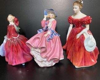 Royal Doulton Porcelain Figurines - "Blithe", “Top O’ the Hill”, and "Winsome"