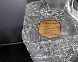 Hofbauer crystal decanter and glass set (Makers mark)