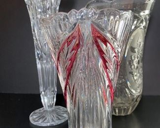 Assorted crystal vases