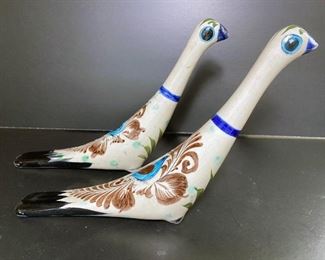 Tonala Mexican Pottery Birds (Signed)