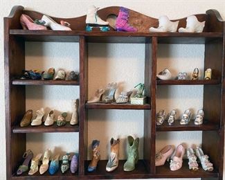 Assortment of fashion shoe figurines from a variety of makers