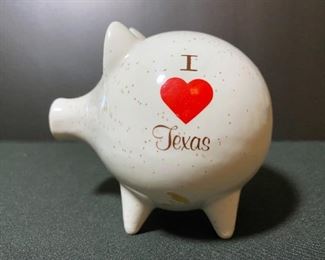 I Love Texas souvenir stoneware piggy bank