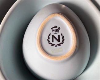 Nigella Lawson egg shaped mixing bowls set in robin's egg blue