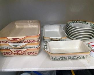 Lidia Polish pottery bakeware and plates set