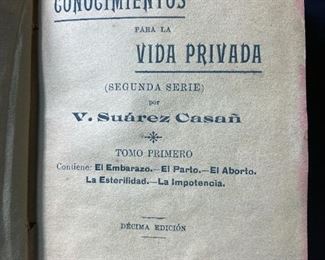 Antique book - "Conocimientos para la Vida Privada" by V. Suarez Casan (Knowledge for the Private Life - a sexual hygiene textbook)