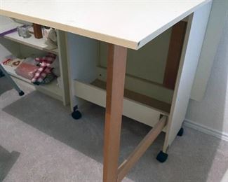 Drop Leaf, Formica, Sewing Cutting Table on Casters (Alternate View)