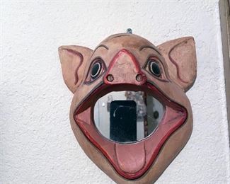 Folk Art Pig Mirror