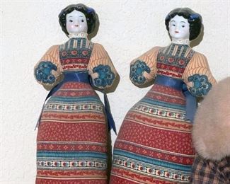 Avon American Heirloom Lavender Sachet Cloth Dolls with Porcelain Heads